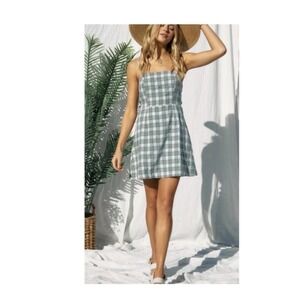 La‎ Hearts Mini Dress Womens Large Plaid Empire Waist Coquette Y2K 90s